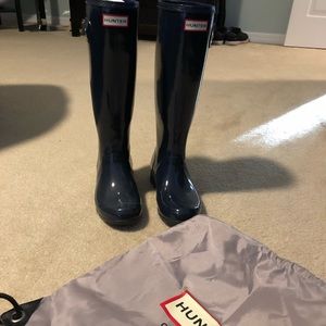Hunter Original Tour Packable Boots- Navy Gloss